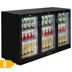 Polar G-Series Back Bar Bottle Cooler Beer Fridge Triple Hinged Door Black 320 Litre