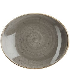 Stonecast Grey Oval Coupe Plate 19.2x16cm