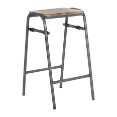 Bolero Cantina Compact Mango Wood Top Stool Gun Metal (Pack of 4)