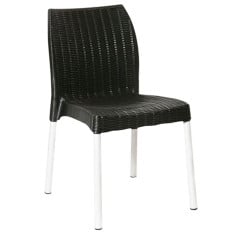Bolero Elements Polypropylene Rattan Side Chairs Black (Pack of 4)