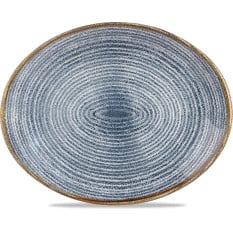 Studio Prints Homespun Slate Blue Oval Coupe Plate 31.7x25.5cm
