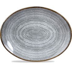 Studio Prints Homespun Stone Grey Oval Coupe Plate 31.7x25.5cm