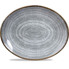 Studio Prints Homespun Stone Grey Oval Coupe Plate 27x22.9cm