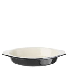 Vogue Black Cast Iron Oval Gratin Dish 19.5cm/7.5" 650ml/23oz