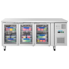 Polar U-Series 3 Door Counter Fridge with Glass Doors 465 Litre