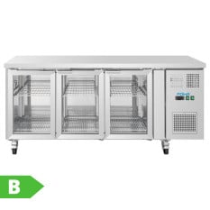 Polar U-Series 3 Door Counter Fridge with Glass Doors 465 Litre