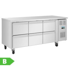 Polar U-Series Six Drawer Gastronorm Counter Fridge 158 Litre