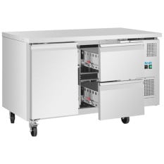 Polar U-Series 1 Door & 2 Drawer Counter Fridge 143 Litre