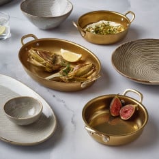 GenWare Gold Vintage Steel Oval Dish 20.75 x 15.75cm (Pack of 6)
