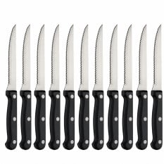 Steak Knives Stainless Steel Polywood Black Handle (Pack of 12)