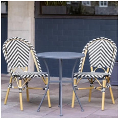 Bolero Parisian Style Rattan Side Chair Black (Pack of 2)