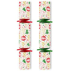 9" Festive Joy White Mixed Box Christmas Cracker with Puzzles (Pack of 100)