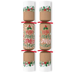 10" Holly Jolly Kraft Mixed Box Christmas Cracker with Quiz (Pack of 100)