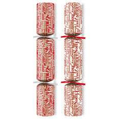 10" Seasonal Script Red/White Mixed Box Christmas Cracker with Quiz (Pack of 100)