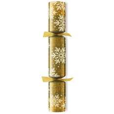 11" Snowflake Gold Christmas Cracker with Christmas Quiz (Pack of 100)