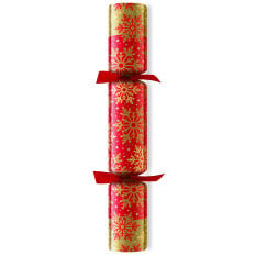 11" Snowflake Red Christmas Cracker with Christmas Quiz (Pack of 100