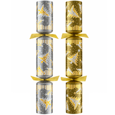 11" Sparkle Tree Silver/Gold Mixed Box Christmas Crackers with Christmas Quiz (Pack of 100)