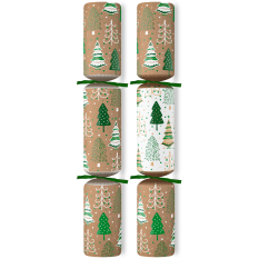 12" Festive Forest Kraft Mixed Box Christmas Crackers with Snowflake Tree Hangers (Pack of 50)