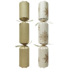 12" Snowflake Sparkle Gold Mixed Christmas Cracker with Gift (Pack of 50)