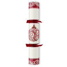 14" Crimson Bauble Bordeaux/Cream Christmas Cracker with Gift (Pack of 25)