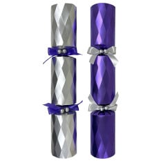 14" Diamond Purple/Silver Mixed Box Christmas Cracker with Gift (Pack of 25)