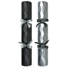 14" Diamond Black/Silver Mixed Box Christmas Cracker with Gift (Pack of 25)