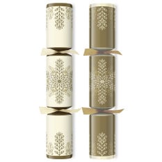 14" Winter Crystal Christmas Cracker Gold /Cream with Gift (Pack of 25)