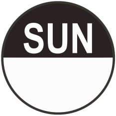 Day Dot Food Label Round 20mm Sunday (Roll of 1000)