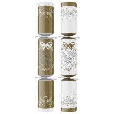 12" Traditional Gold/White Mixed Box Christmas Cracker with Quiz (Pack of 50)