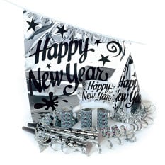 Happy New Year Decoration Kit Silver (125 Pieces)