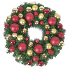 Red/Gold Bauble Wreath 60cm