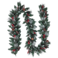 Frosted Pine Cone & Berry Garland 2.7m