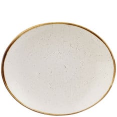 Stonecast Barley White Oval Coupe Plate 19.2x16cm