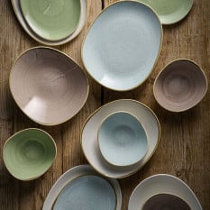 Churchill Stonecast Duck Egg Blue Opal Organic Platter 34.5 x 23.5cm/13.6 x 9.3" (Pack of 6)