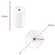 Single Ply Till Rolls 57mmx57mm  x20 Rolls