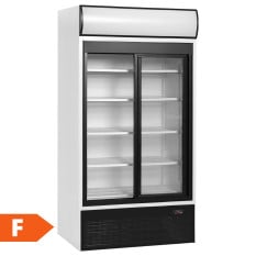 Tefcold Upright Double Sliding Door Display Fridge White 771 Litre