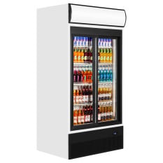 Tefcold Upright Double Sliding Door Display Fridge White 771 Litre