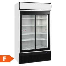 Tefcold Upright Double Sliding Door Display Fridge White 967 Litre