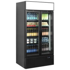 Tefcold Upright Double Door Display Fridge Black 796 Litre