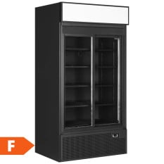 Tefcold Upright Double Sliding Door Display Fridge Black 771 Litre