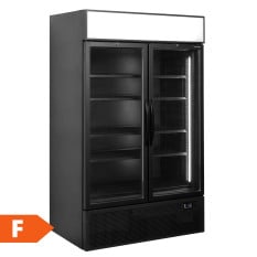Tefcold Upright Double Door Display Fridge Black 1082 Litre