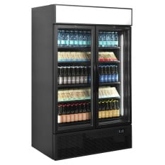 Tefcold Upright Double Door Display Fridge Black 1082 Litre