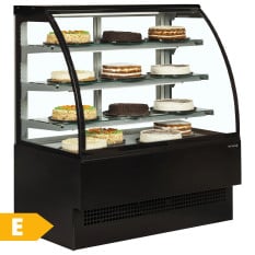 Tefcold Curved Glass Patisserie Serve Over Display Fridge Black 1500mm
