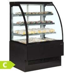 Tefcold Curved Glass Serve Over Display Fridge Black 900mm