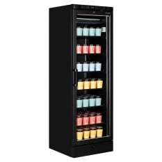 Tefcold Upright Single Glass Door Display Freezer Black 300 Litre