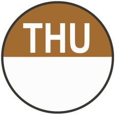 Day Dot Food Label Round 20mm Thursday (Roll of 1000)