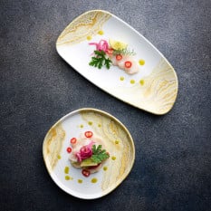Churchill Tide Gold Chefs Geo Plate 18.5 x 35cm/7.25 x 13.75" (Pack of 6)