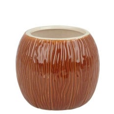 Ceramic Cocktail Coconut Medium Brown Tiki Mug 500ml