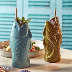 GenWare Green Fish Tiki Mug 380ml/13.4oz (Pack of 6)