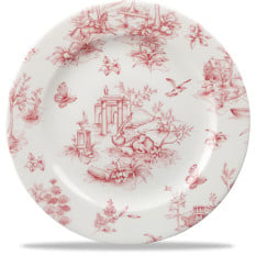 Vintage Prints Cranberry Toile Profile Plate 8"
